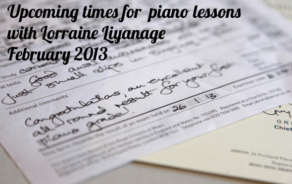 Extra piano lessons with Lorraine Liyanage